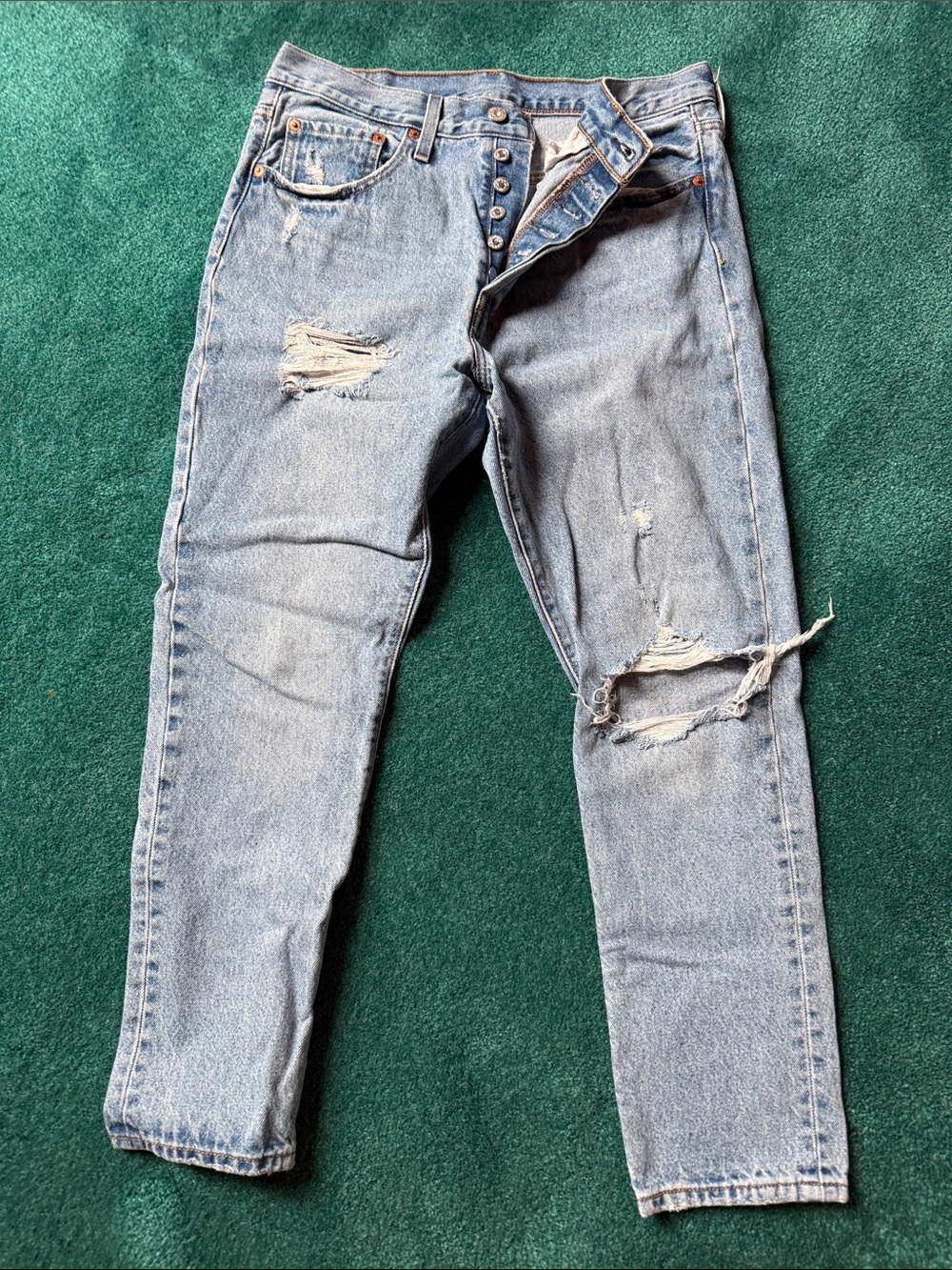 Levi's Light Blue Distressed Slim Straight Jeans